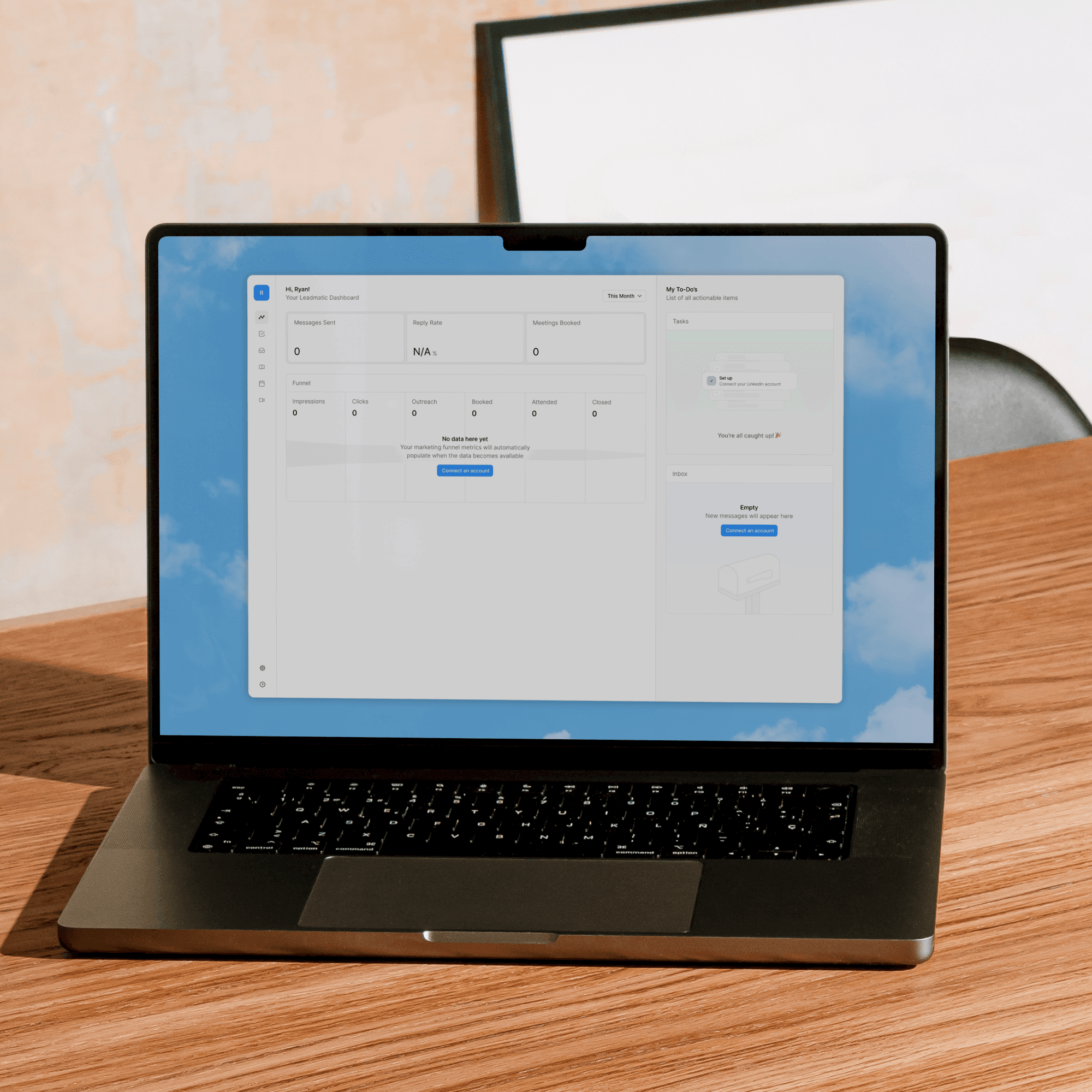Leadmatic on a laptop at a desk